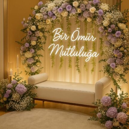 Bir Ömür Mutluluğa Neon Tabela 60x40