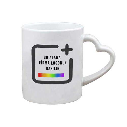 I sublimasyon kalp kulplu porselen beyaz kupa kutulu 106291